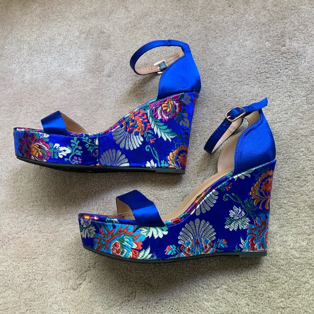 Bamboo Royal Blue Wedges